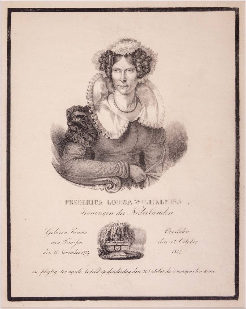 Rouwbrief van Frederica Louisa Wilhelmina van Pruisen.