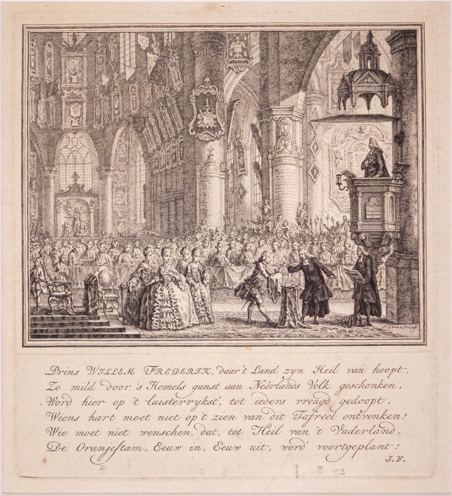 Doop van (latere koning) Willem I Frederik in de Grote kerk.