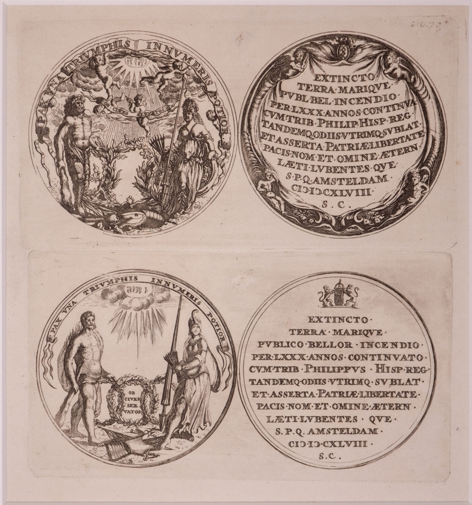 Gedenkpenningen op de Vrede van Munster in 1648, einde van de 80- en 30- jarige oorlog.