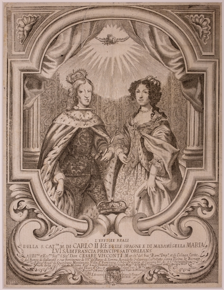 Carolus II & Maria Louise van Orleans Koning van Spanje en zijn eerste vrouw