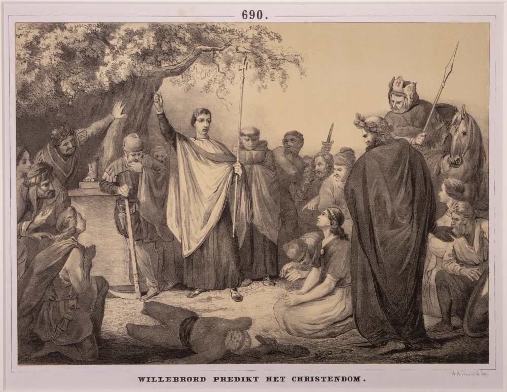 "WILLEBRORD PREDIKT HET CHRISTENDOM."