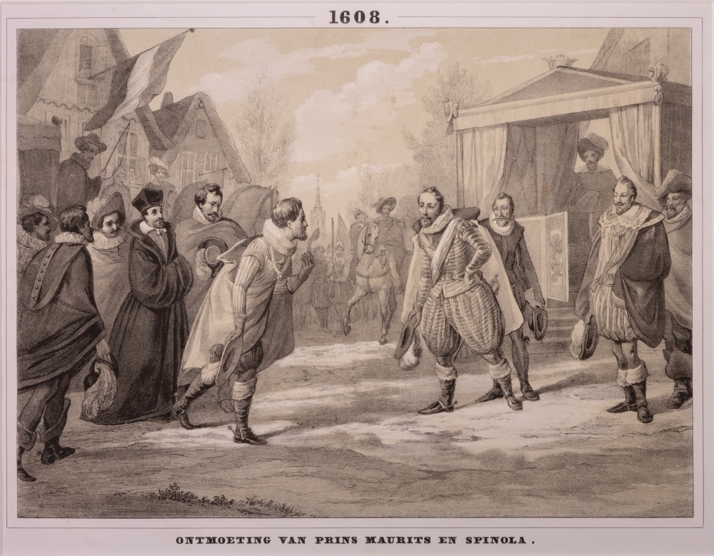 "ONTMOETING VAN PRINS MAURITS EN SPINOLA."