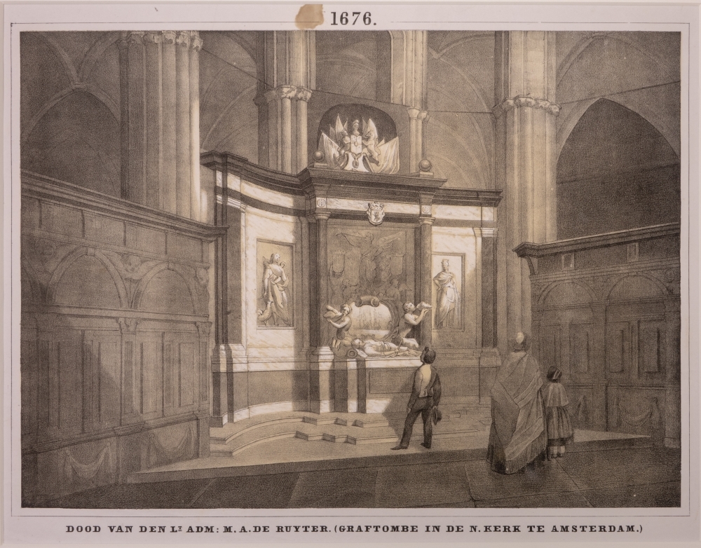 "DOOD VAN DEN LT ADM: M.A. DE RUYTER. (GRAFTOMBE IN DE N.KERK TE AMSTERDAM.)"