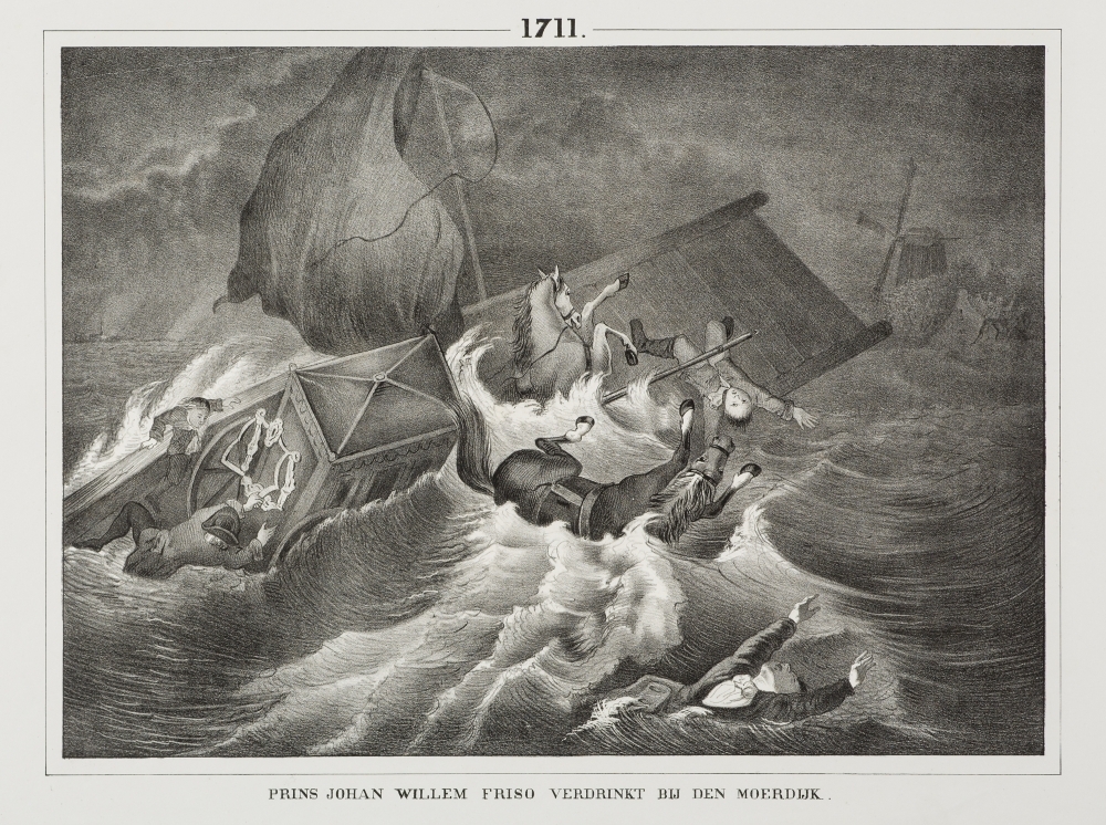 "PRINS JOHAN WILLEM FRISO VERDRINKT BIJ DEN MOERDIJK."