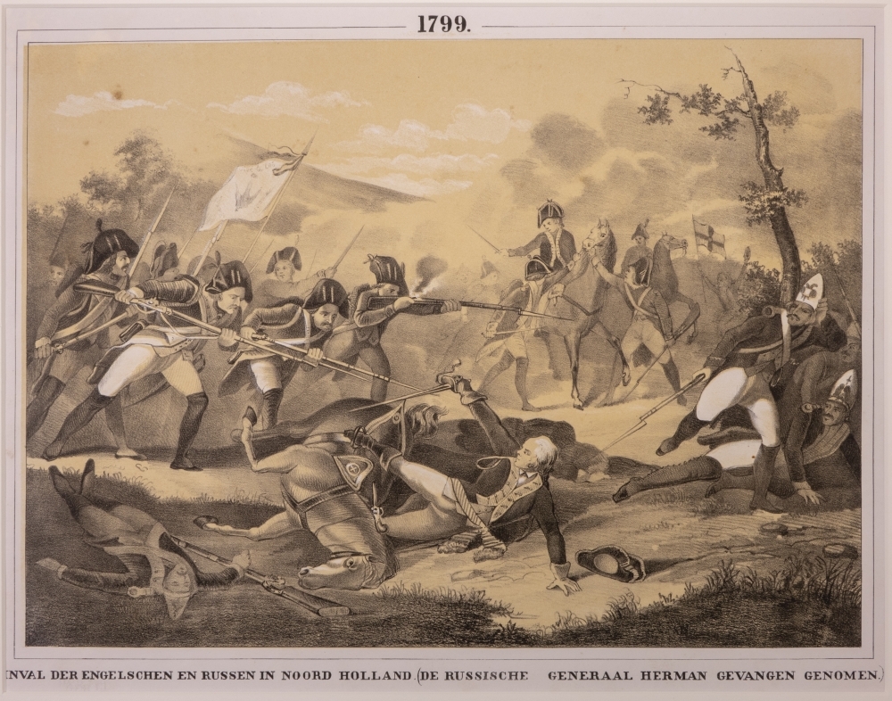"INVAL DER ENGELSCHEN EN RUSSEN IN INOORD HOLLAND. (DE RUSSISCHE GENERAAL HERMAN GEVANGEN GENOMEN.)"