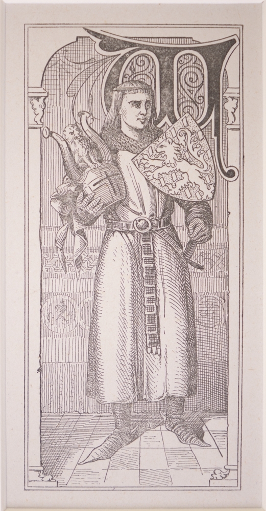 wapens: wapenschild van Nassau, vastgehouden door een man.