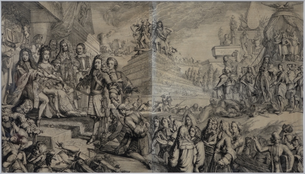 Zinneprent op gebeurtenissen in 1689 van Willem III.