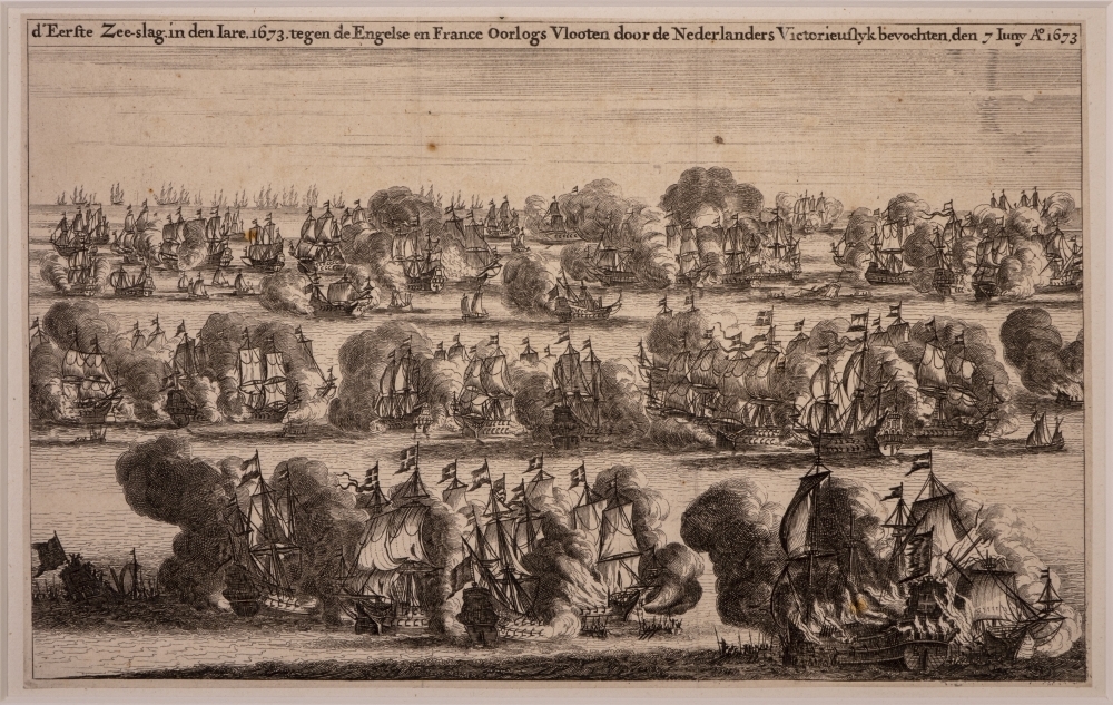 Zeeslag tegen de Engelsen en de Fransen.