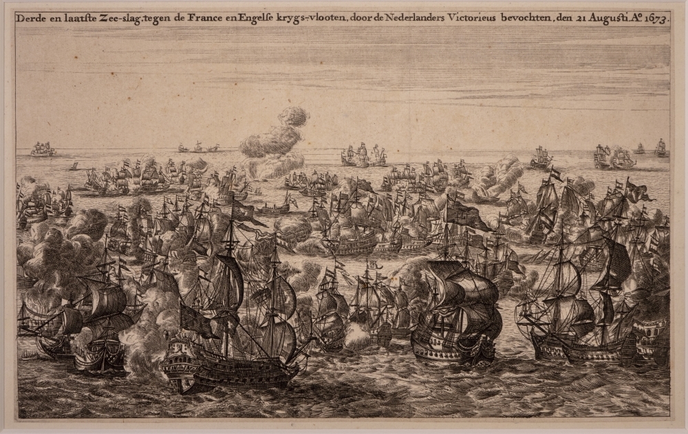 Zeeslag tegen de Engelsen en de Fransen.