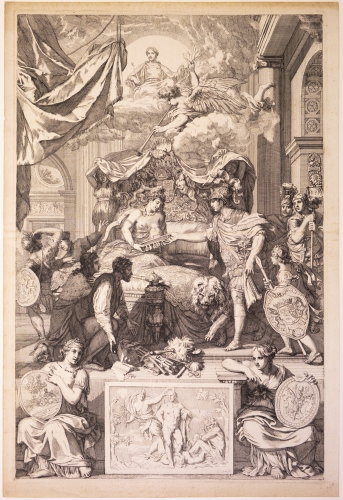 Zinneprent op de herstelling van de ware godsdienst in Engeland door Willem III.