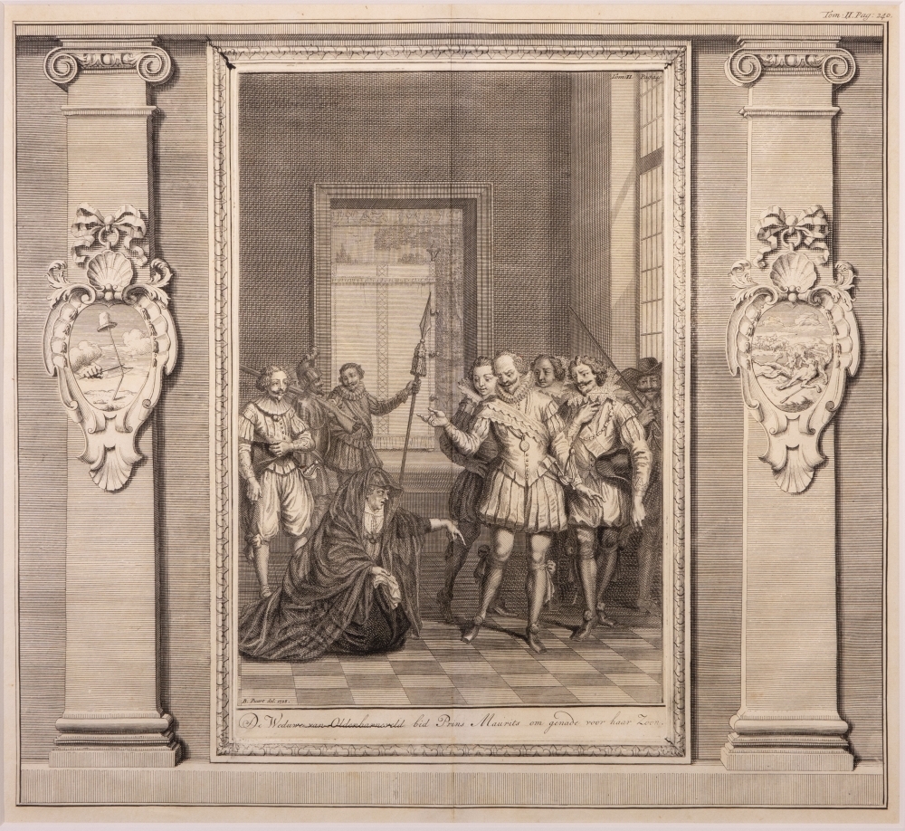 "De Weduwe van Oldenbarneveld bid Prins Maurits om genade voor haar zoon."