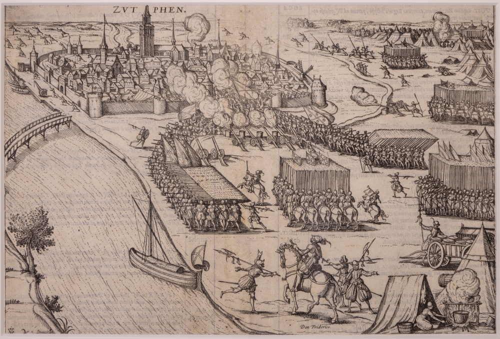 Afbeelding van de schansen om Zutphen gelegd door de Spanjaarden.