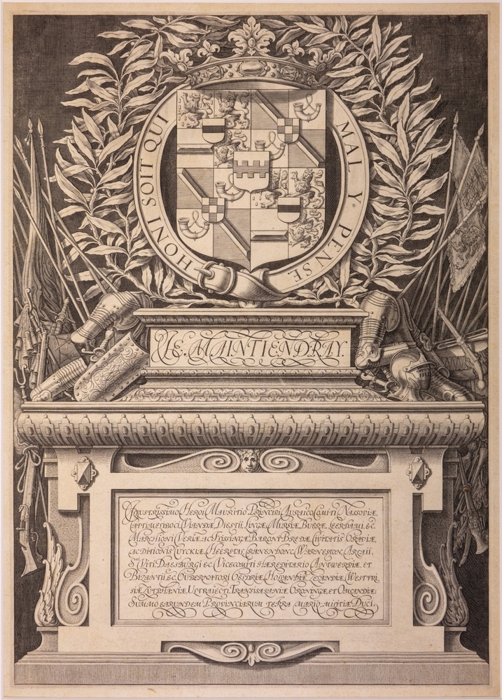 Zinneprent t.g.v. de ontvangst van de Orde v.d. Kouseband door MAURITS?