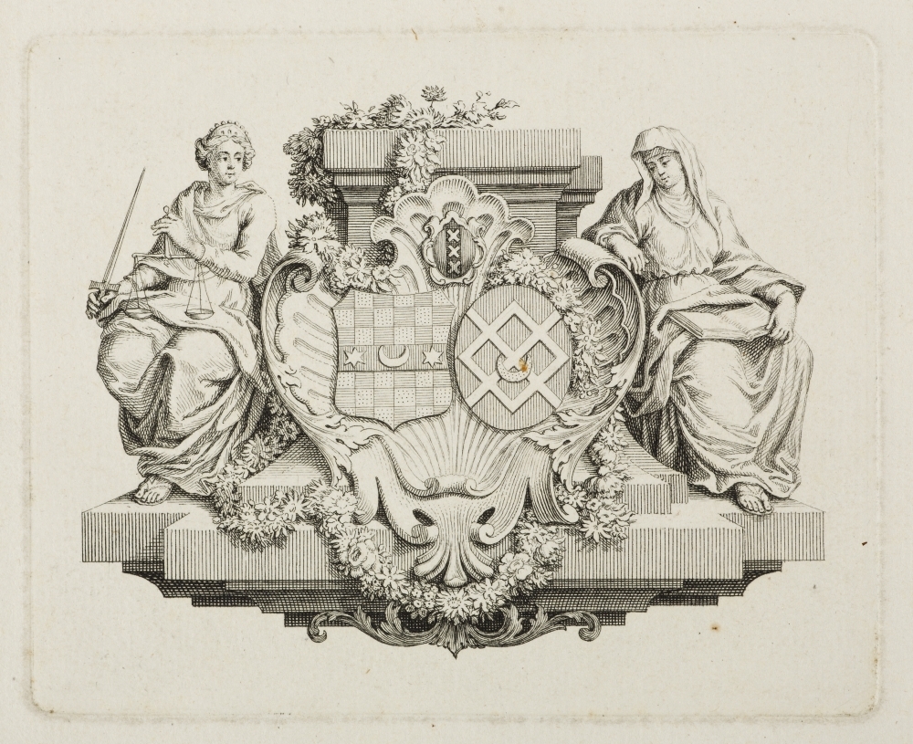 wapens: Wapenschild van Amsterdam en twee andere schilden.