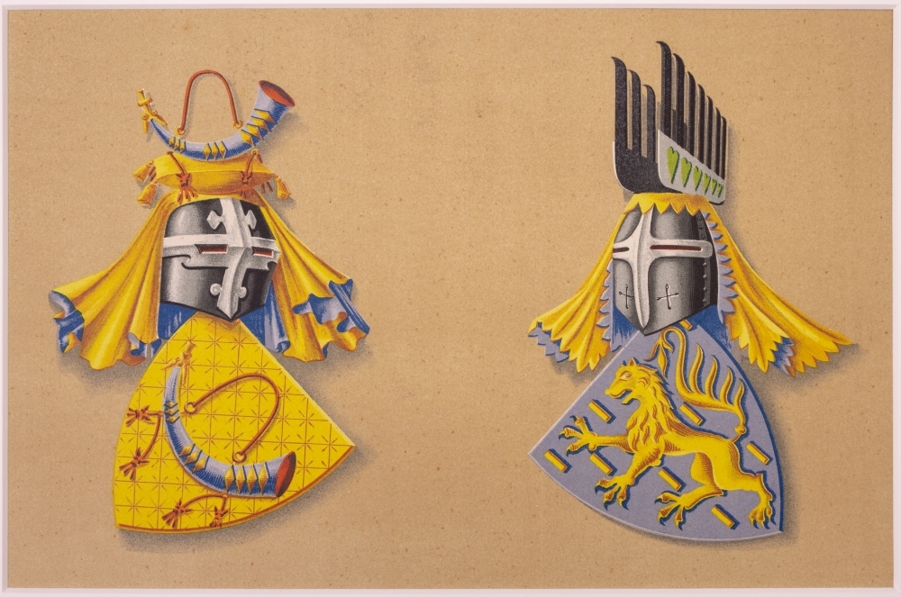 wapens: Stamwapens van Oranje en Nassau.