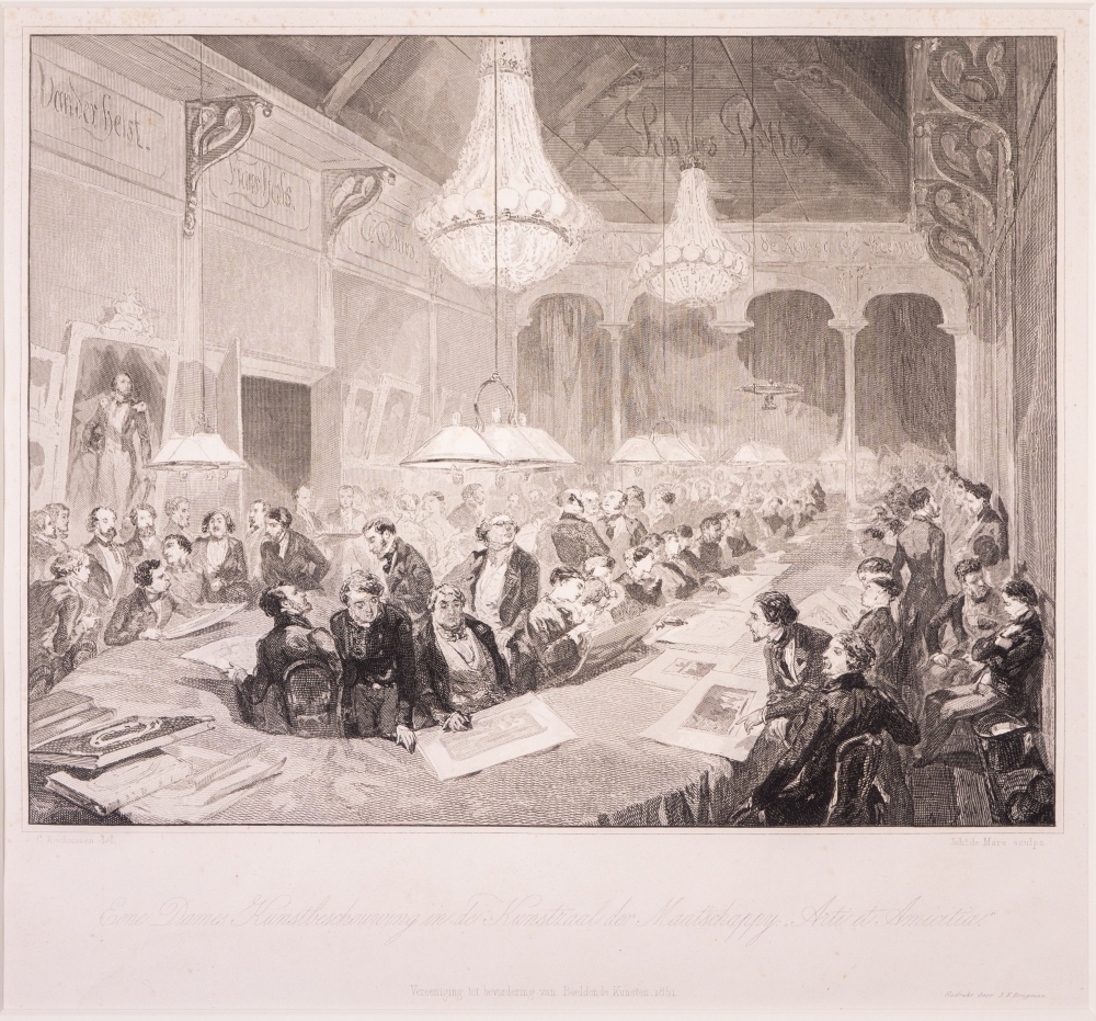 "Eene Dames Kunsbeschouwing in de Kunstzaal der Maatschappij  "Arti et Amicitieae".