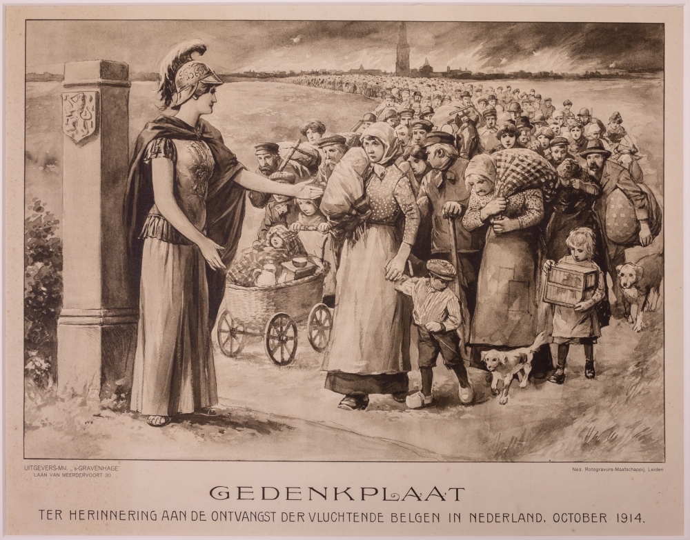 "GEDENKPLAAT TER HERINNERING AAN DE ONTVANGST DER VLUCHTENDE BELGEN IN NEDERLAND, OCTOBER 1914"