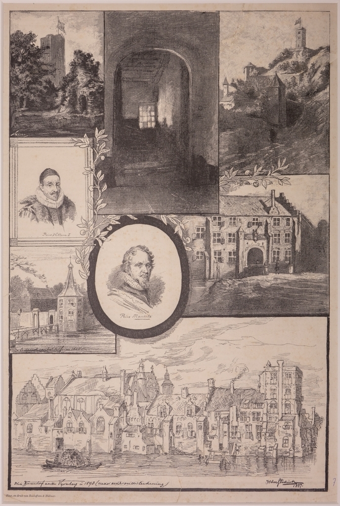 topografie: "Het Binnenhof aan de Vijverberg in 1598."