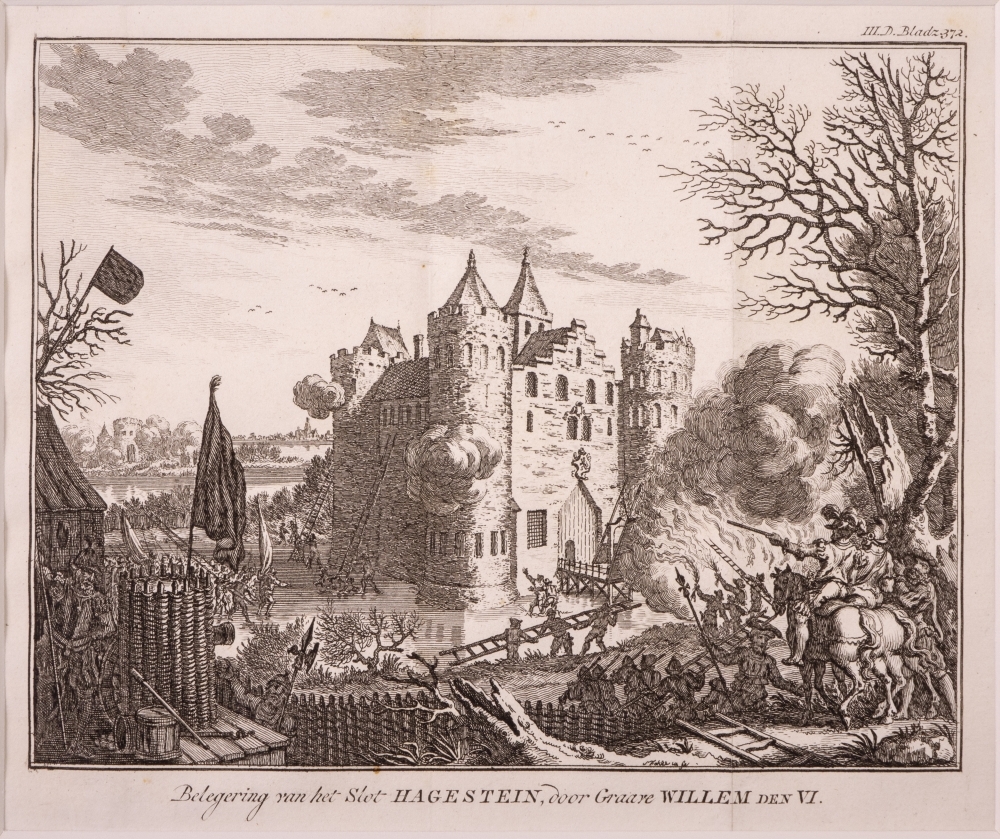 "Belegering van het Slot HAGESTEIN, door Graave WILLEM DEN VI."