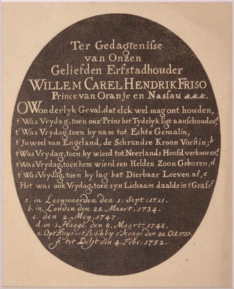 Een gedenkschrift aan Willem IV.