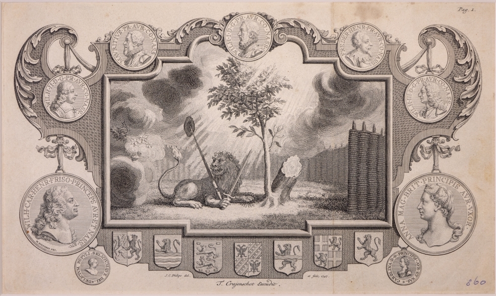 Zinneprent op de verheffing van Willem IV tot stadhouder.