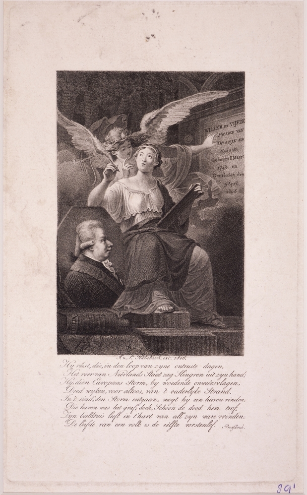 Zinneprent op de dood van Willem V.