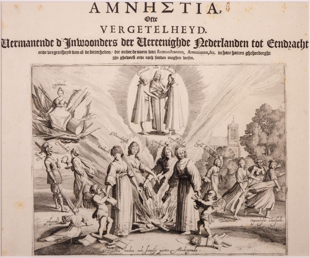 Zinneprent en vers vermanende tot eendracht. AMNHETIA"