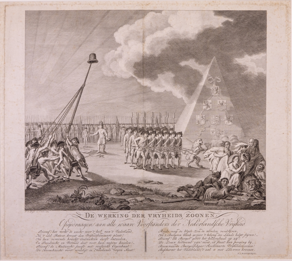 "DE WERKING DER VRYHEIDS ZOONEN" Opgedraagen aan alle waare Voorstanders der Nederlandsche Vrijheid."