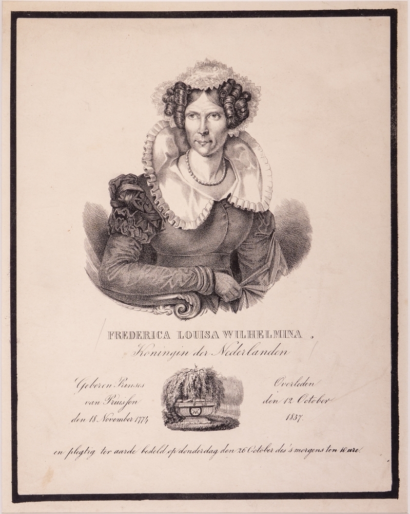 Rouwbrief van Frederica Louisa Wilhelmina van Pruisen.