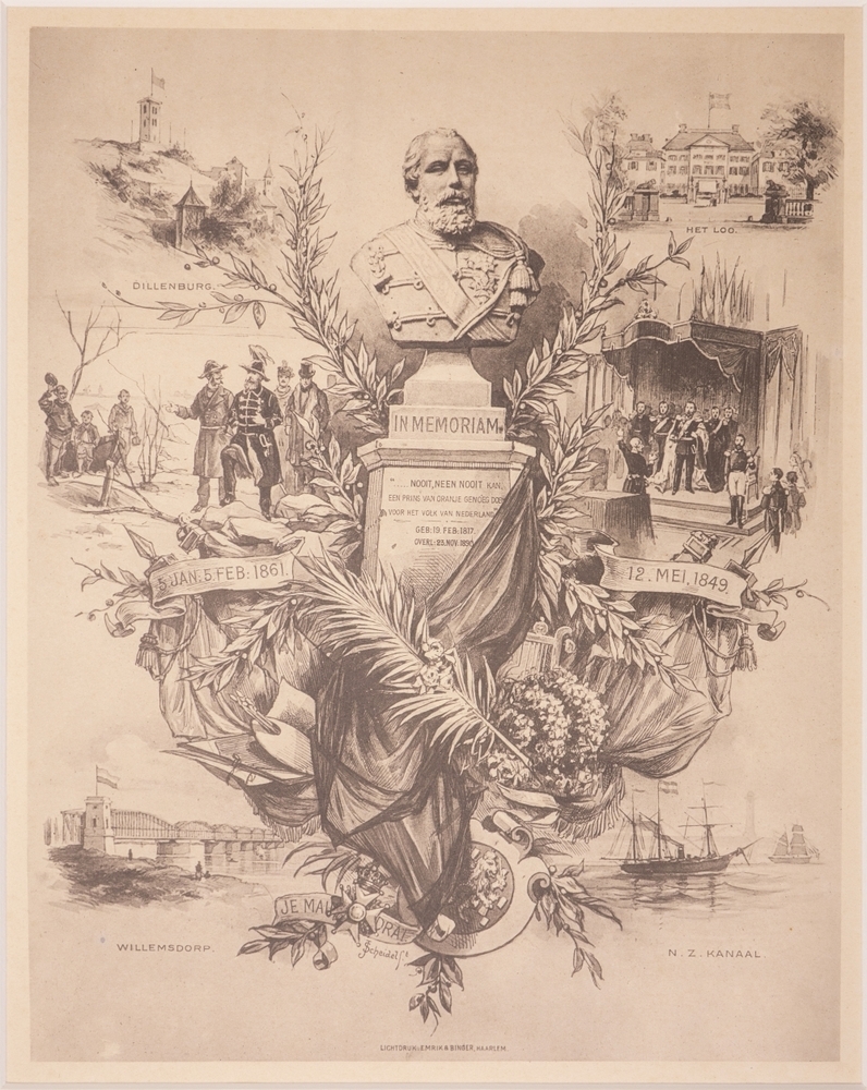 In Memoriam-prent bij het overlijden van Koning Willem III.