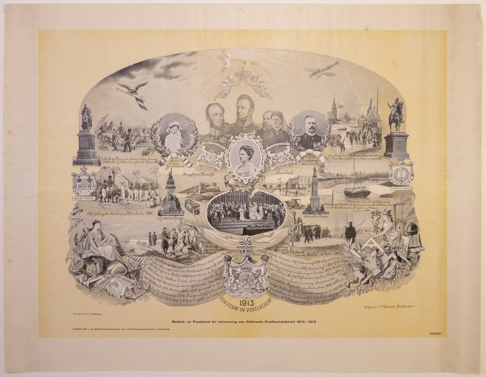 "EEN EEUW IN VOGELVLUCHT. Gedenk- en Feestplaat ter herinnering aan Neerlands Onafhankelijkheid 1813-1913".