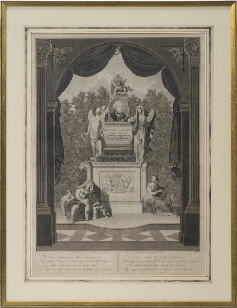 Zinneprent op de dood van Stadhouder Willem V.