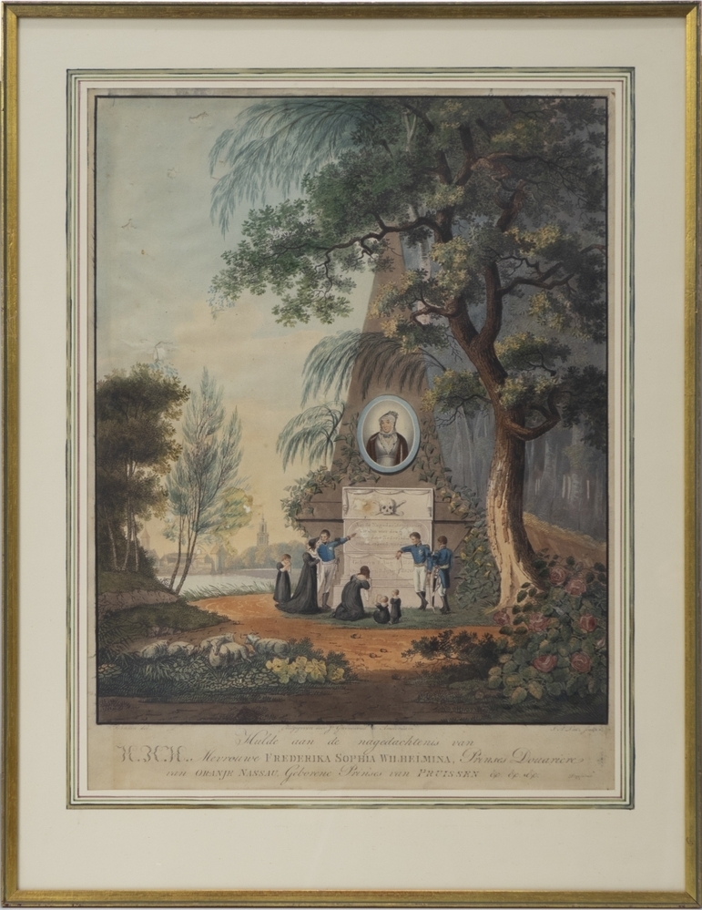 Zinneprent op de dood van Frederica Sophia Wilhelmina, voruw van Willem V.