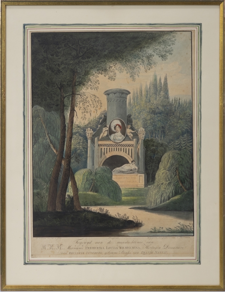 Zinneprent op de dood van Frederica Louisa Wilhelmina.