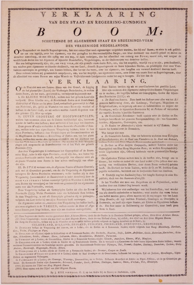 "VERKLAARING VAN DEN STAAT- EN REGEERING-KUNDIGEN BOOM;"