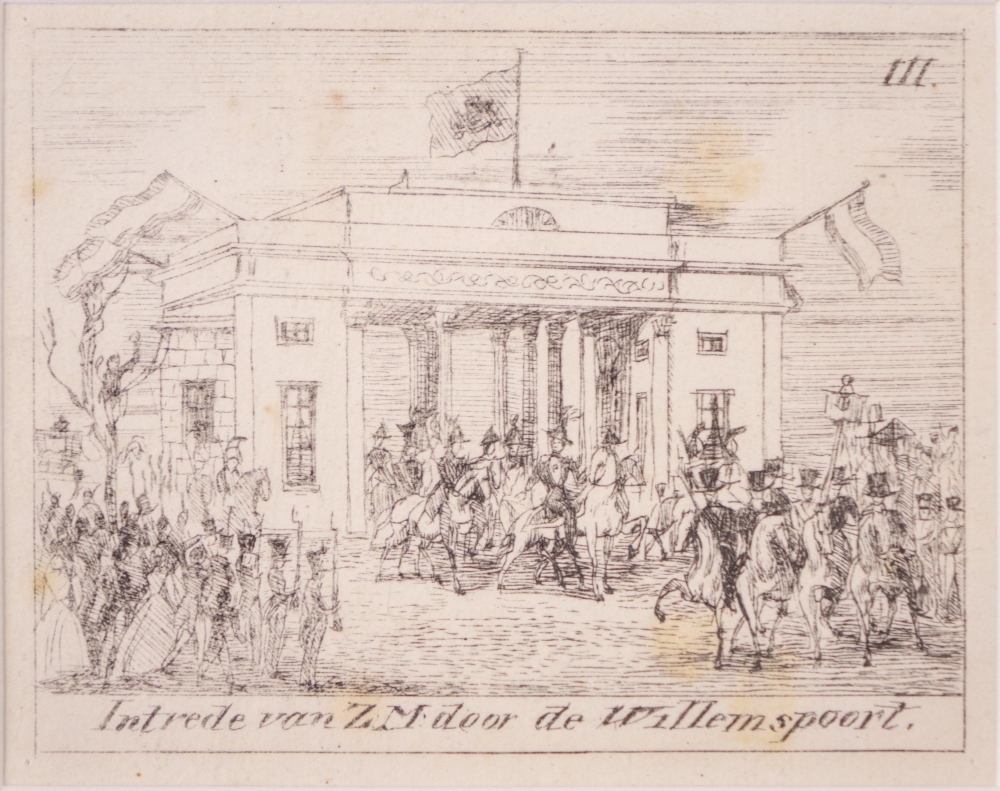 12 afbeeldingen over de Inhuldiging van koning Willem II te Amsterdam.