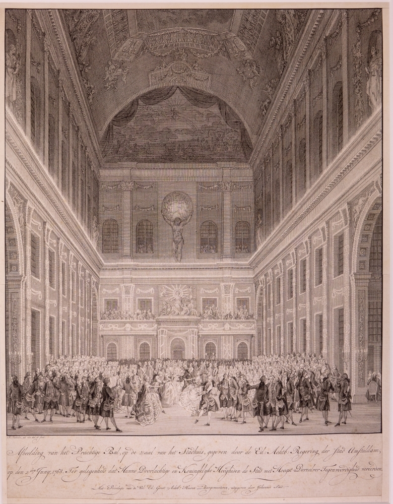 Prachtig Bal op het Stadhuis t.g.v. inkomst en verblijf van Willem V en Wilhelmina te Amsterdam.