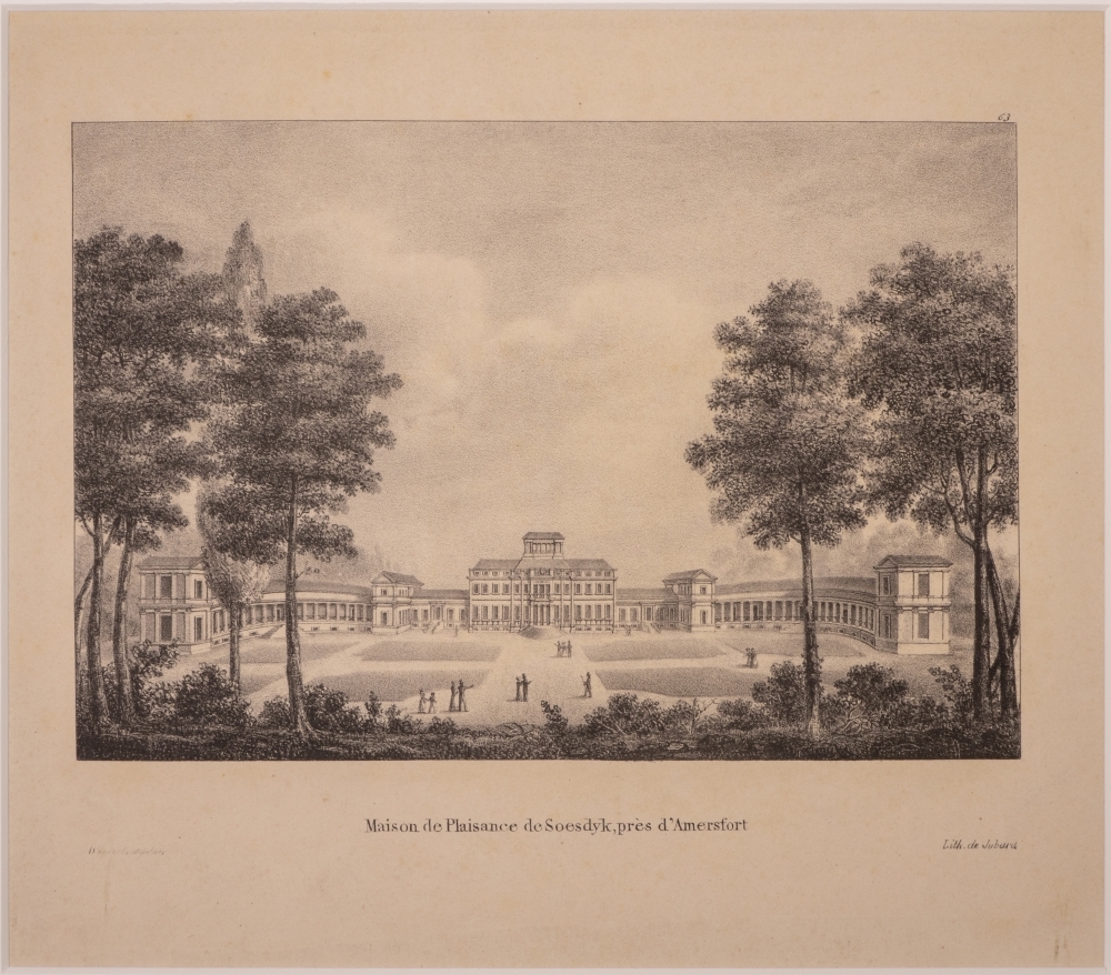 topografie: Vooraanzicht van het paleis Soestdijk.