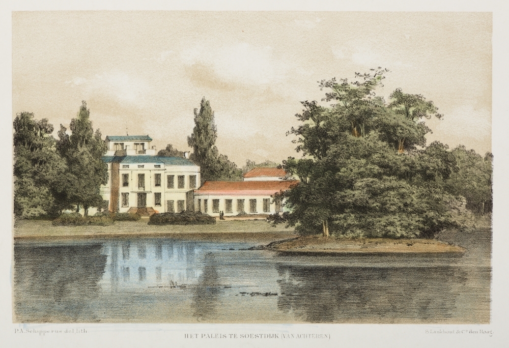 topografie: "HET PALEIS TE SOESTDIJK (VAN ACHTEREN)."