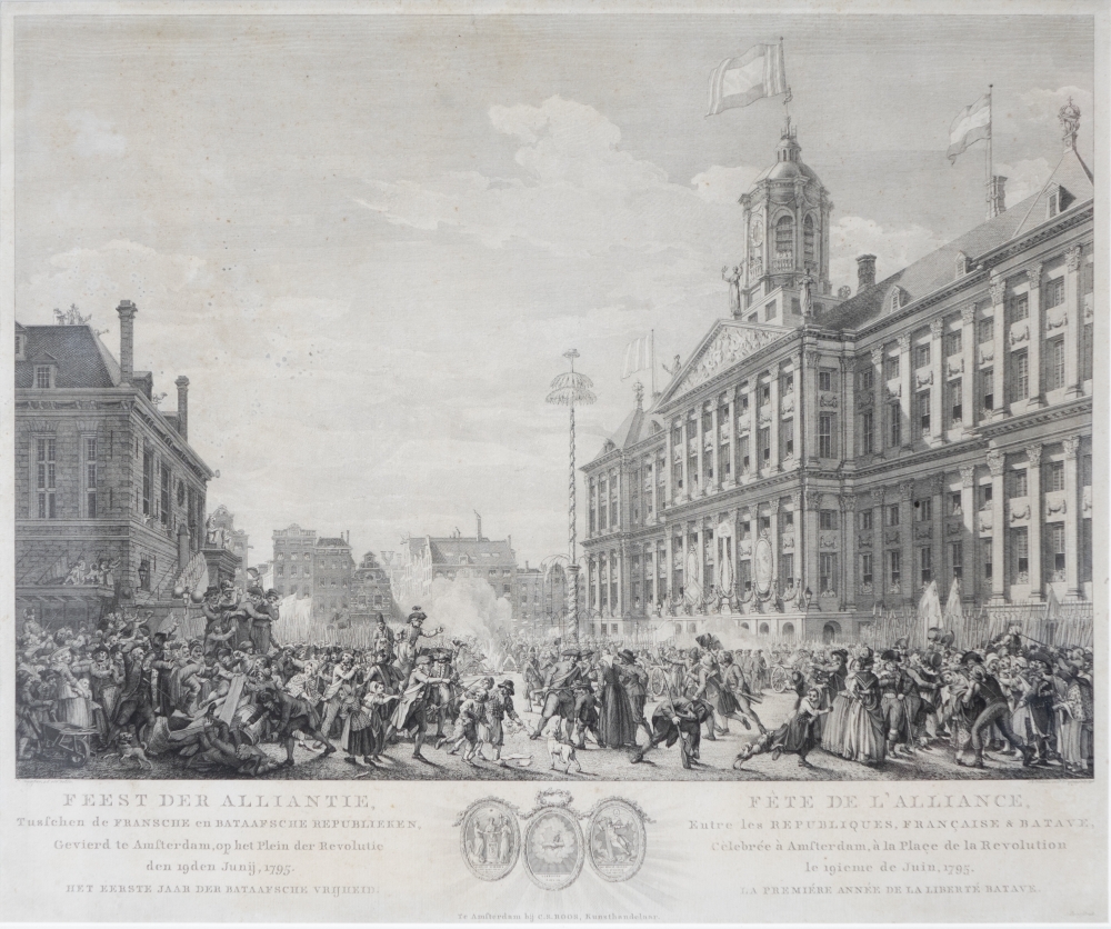 "FEEST DER ALLIANTIE, Tusschen de FRANSCHE en BATAAFSCHE REPUBLIEKEN, Gevierd te Amsterdam, op het Plein der Revolutie den 19den junij, 1795. HET EERSTE JAAR DER BATAAFSCHE VRIJHEID."