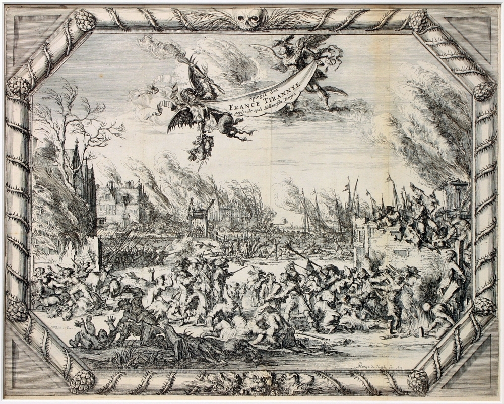 "Spiegel der FRANCE TIRANNYE gepleegcht opde Hollantsche Dorpen." Franse wreedheid te Zwammerdam.