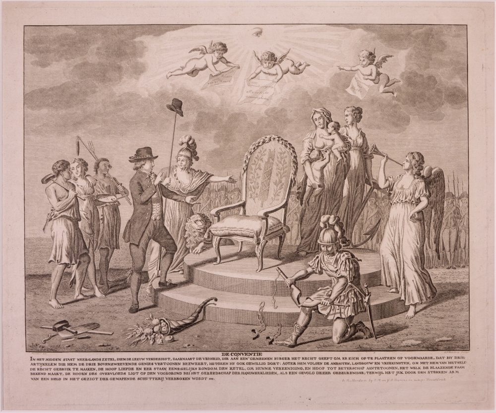 "DE CONVENTIE" zinneprent ter eere der Omwenteling.