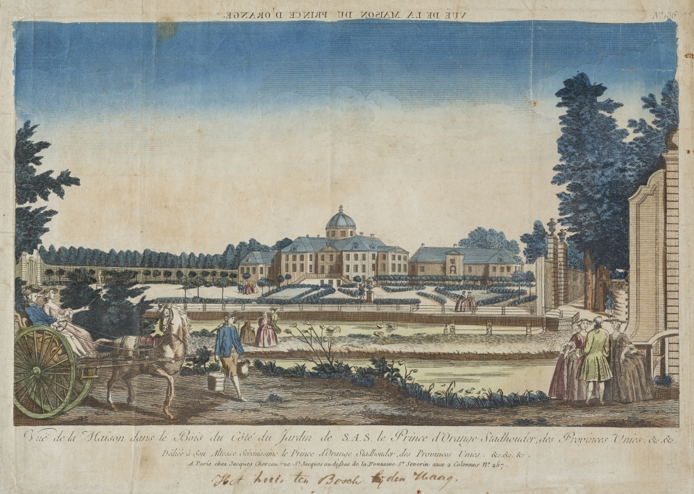 topografie: Zicht op Huis ten Bosch vanaf de tuinzijde.