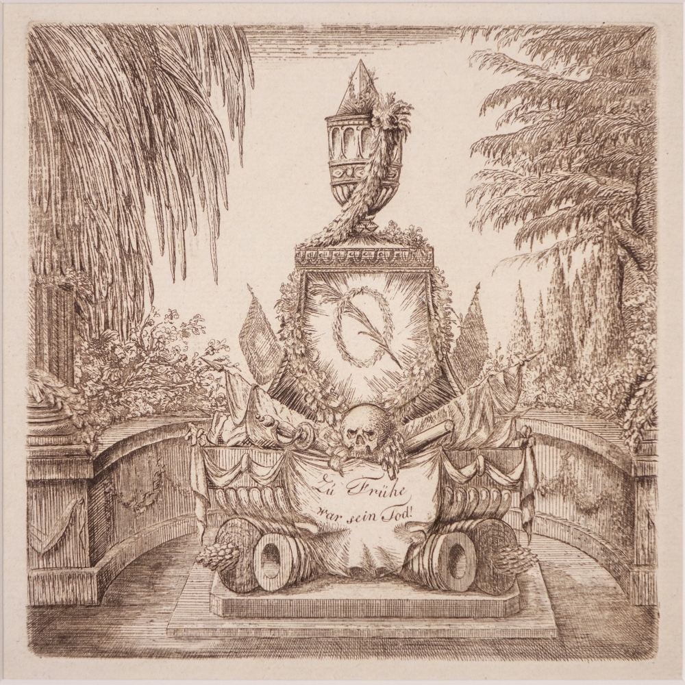 Zinneprent op de dood van Prins Frederik. "Zu Frühe war sein Tod!"