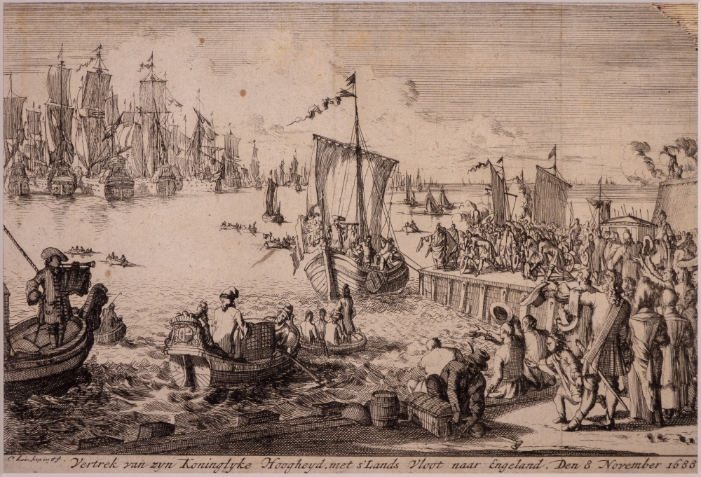 "Vertrek van zijn Koningklijke Hoogheyd, met s'lands Vloot naar Engeland. Den 8 november 1688."