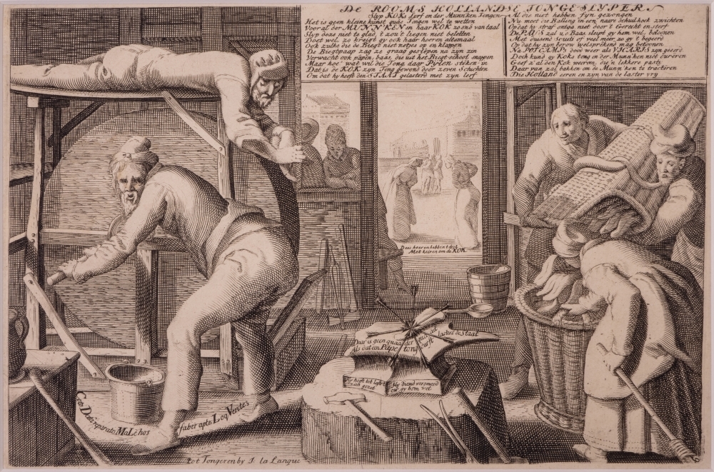 "De Rooms Hollandse Tongeslyper." spotprent op de katholieken.