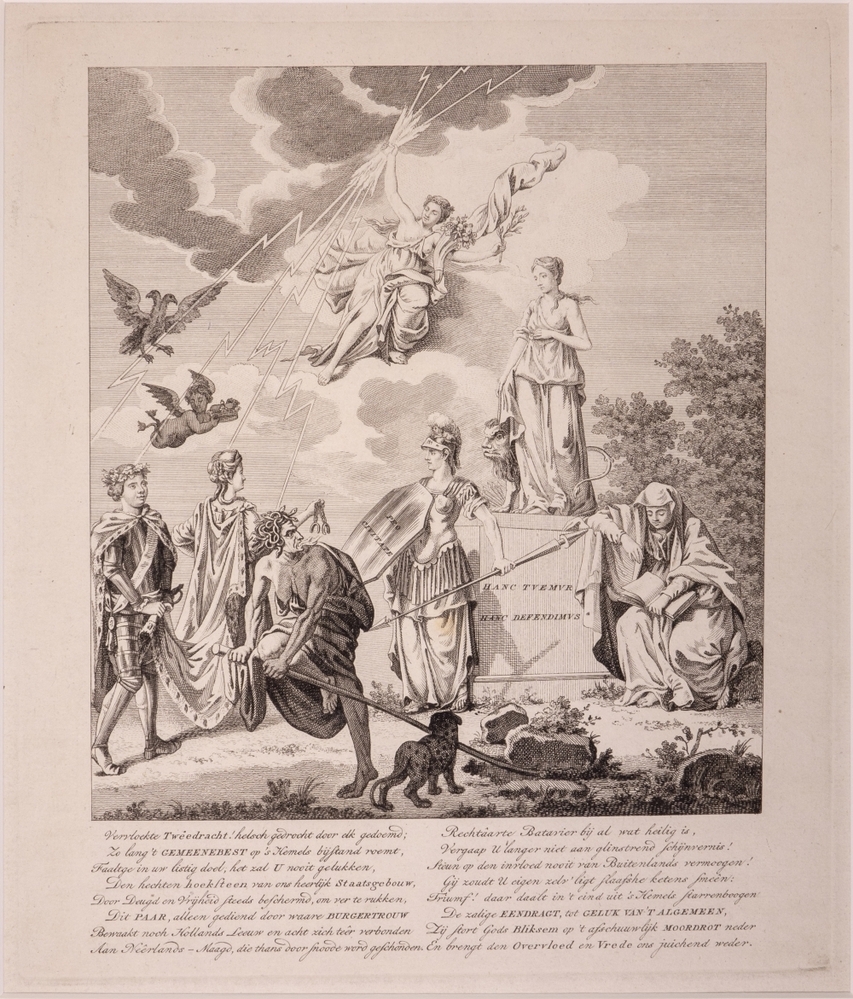Zinnebeeldige voorstelling op het herstel van het stadhouderschap.
