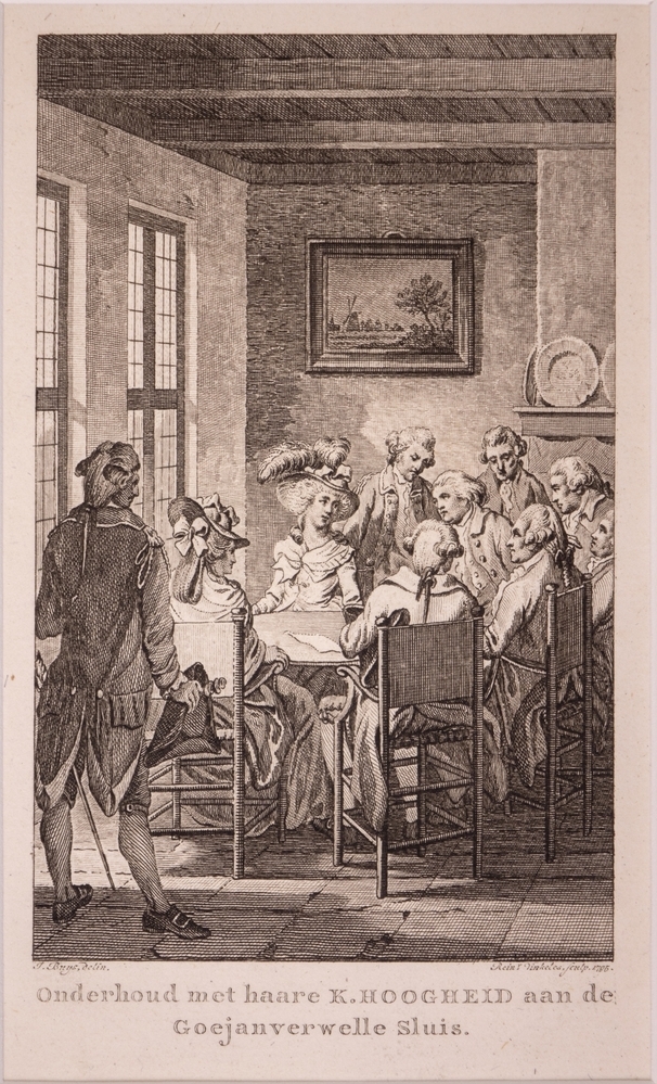 "Onderhoud met haare K. HOOGHEID aan de Goejanverwelle Sluis."