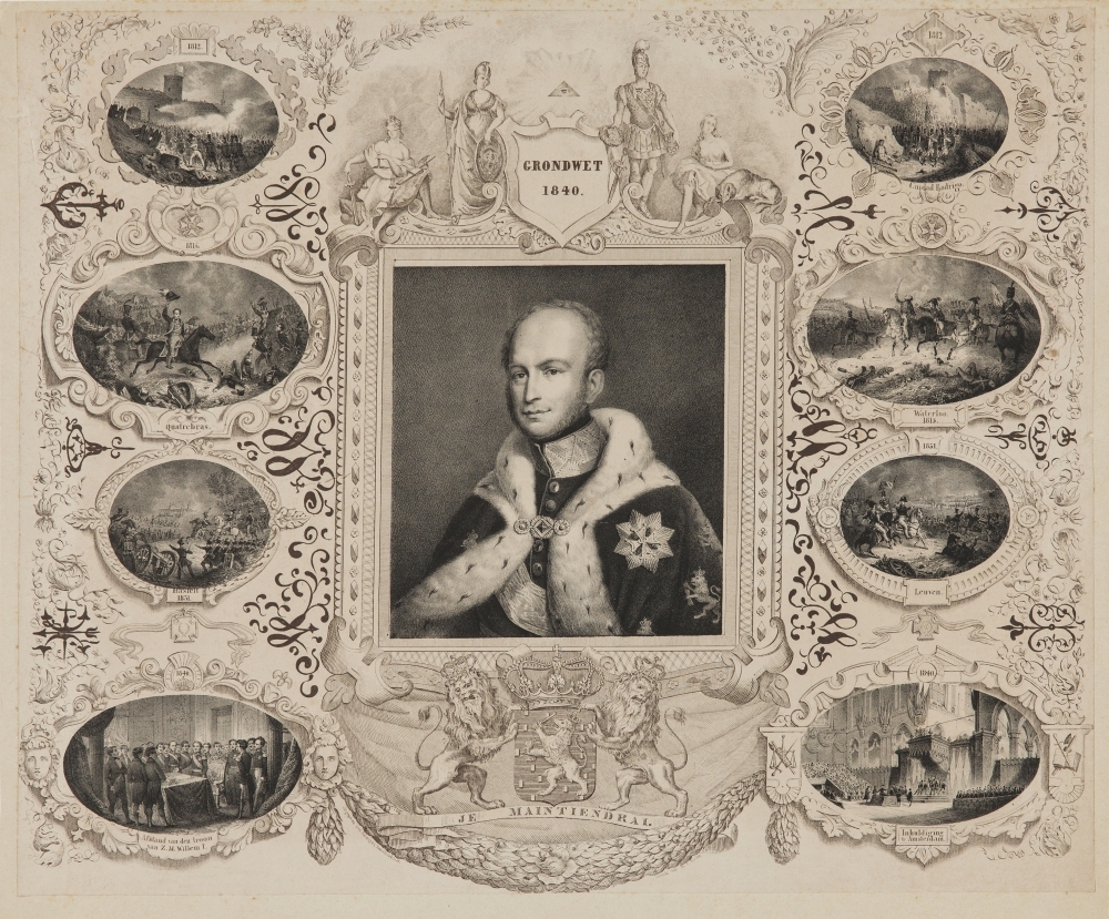 Zinneprent op de troonbestijging van Willem II.