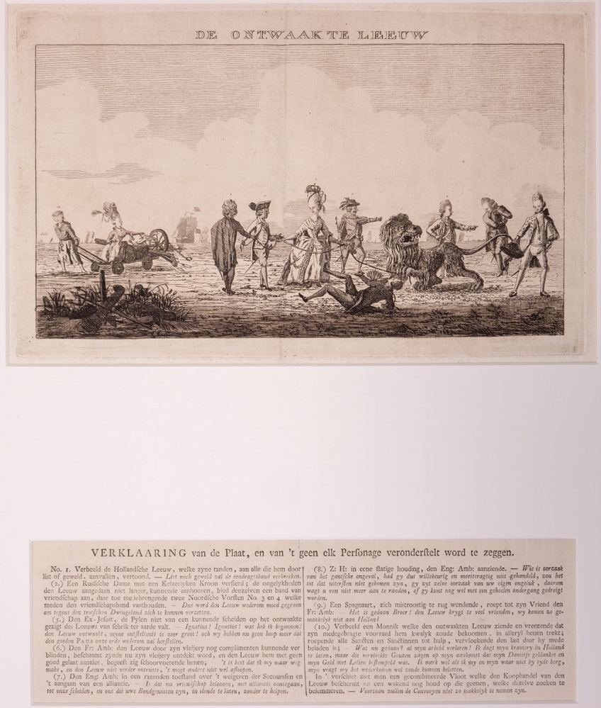 "DE ONTWAAKTE LEEUW" zinneprent op de aanbieding der Neutraliteit.